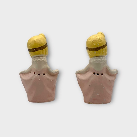 Antique 1920s Art Deco Chalkware  Flapper Girls Salt and Pepper Shakers - Picture 11 of 14